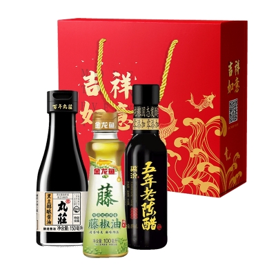 丸庄酱油（醇酿）150ML+金龙鱼藤椒油100ml+梁汾老陈醋150ml（礼盒装）637558