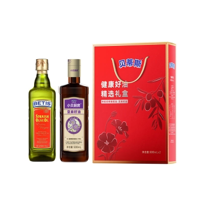贝蒂斯特级初榨橄榄油+亚麻籽油500ml双支礼盒