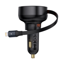 倍思途享Pro车载充电器星曜黑规格:U+iP伸缩线55W  C00057801111-00