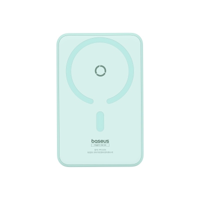 倍思MagPro磁吸支架无线快充移动电源5000mAh20W薄荷青（含：简易数据线Type-CtoType-C（20V/3A）30cm白色）