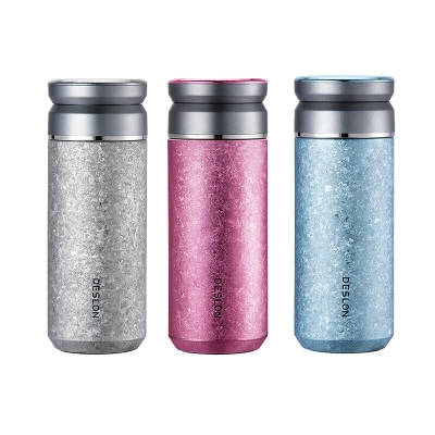 德世朗 钛享保温杯 皓月银 海棠粉 星空蓝400mL DTXB-400