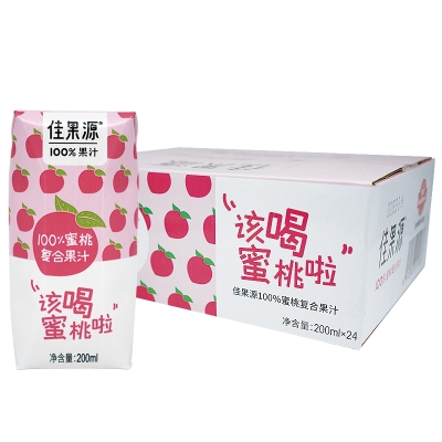 佳果源100%蜜桃复合果汁200ml*24