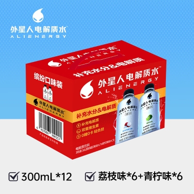 外星人 电解质水缤纷口味装300ml*12