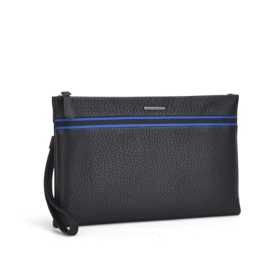 PLOVER香港啄木鸟蓝条织带牛皮夹包 GDYB024-A