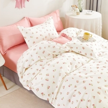 罗曼罗兰全棉四件套 淡妆初夏 红-4