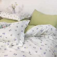 罗曼罗兰全棉四件套 淡妆初夏 蓝-4