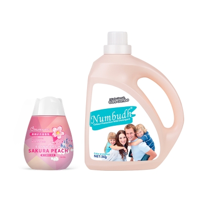 Numbudh南堡护色柔顺洗衣液3kg+南堡护衣留香珠 爱丁堡樱花蜜桃260g