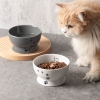漫沃星系平口陶瓷猫碗MC-601白色/MC-602灰色  /斜口陶瓷猫碗MC-603白色/斜口MC-604灰色