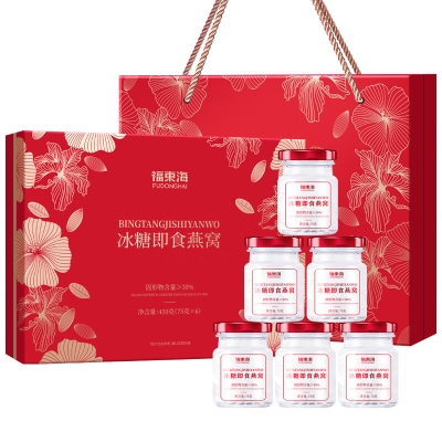 【福东海-特渠】冰糖即食燕窝450克（75克x6瓶）--固形物30%