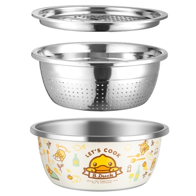 炊大皇B.Duck小黄鸭不锈钢盆筛刨三件套TP03XHY